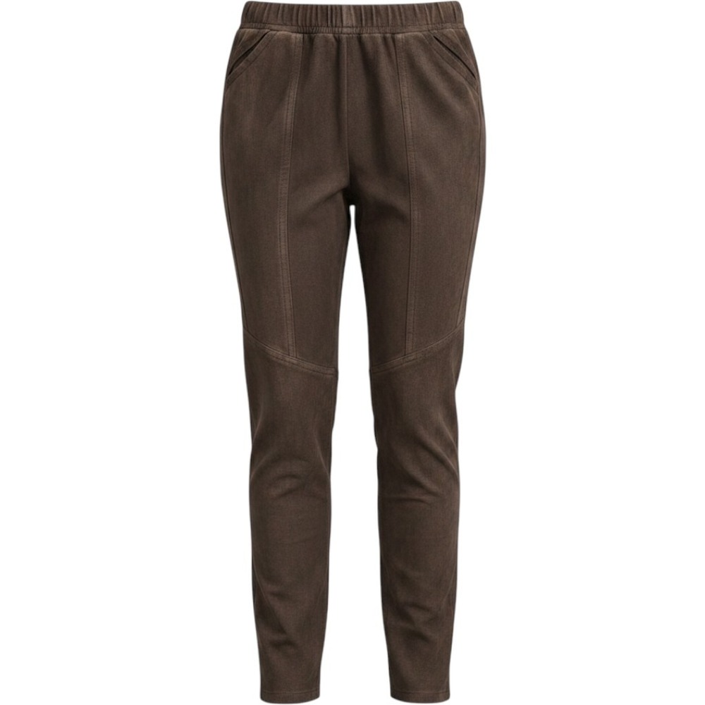 Etcetera Suede Front Knit Back Pants Womens 8 Brown Skinny Leggings Moto Stretch